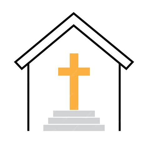 Premium Vector | Church and golden holy cross icon