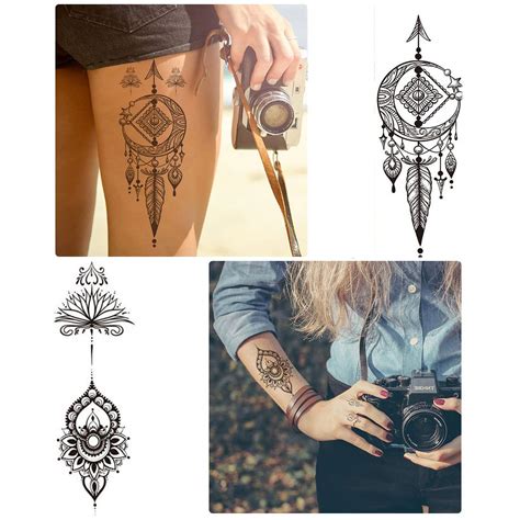 Buy Ooopsi 8 Sheets Black Henna Temporary Tattoos for Women Girls ...