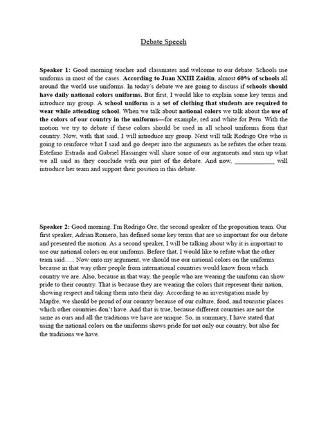 Debate Speech | PDF