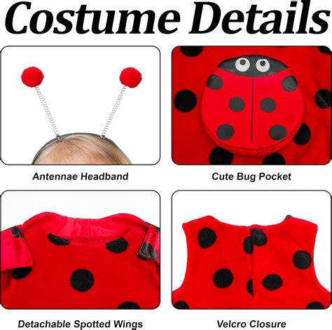 Buy IKALI Ladybug Costume Ballerina Beetle Wings Fancy Dress up Outfit ...