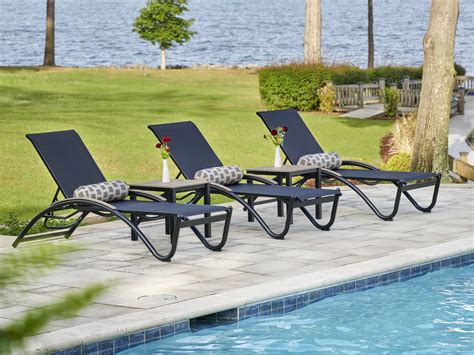 Telescope Casual Helios Sling Aluminum Stackable Patio Chaise Lounge ...