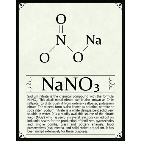 Cartel de la molécula NaNO3, cartel de nitrato de sodio, cartel de ...