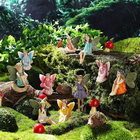 Buy Roowest 16 Pieces Fairy Garden Accessories 10 Mini Garden Figurine ...
