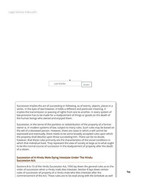 Intestate Succession Devolution of Property After The Death of A Hindu ...