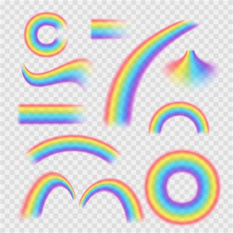 Premium Vector | Realistic detailed 3d rainbows different shapes set on ...