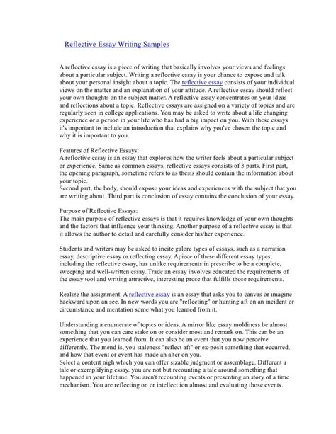 Image result for Writing Reflection Essay Example