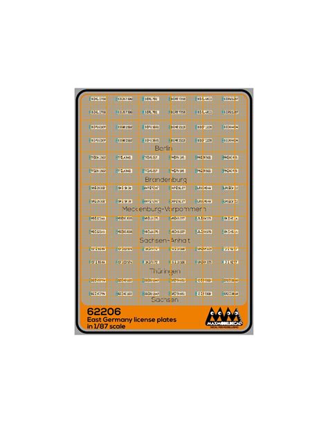 German plates, East area - Model Truck Decals 1/87 - Max-Model