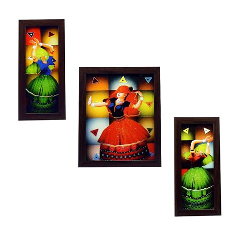 Indianara 3 Piece Set of Framed Wall Hanging Art : Amazon.in: Home ...