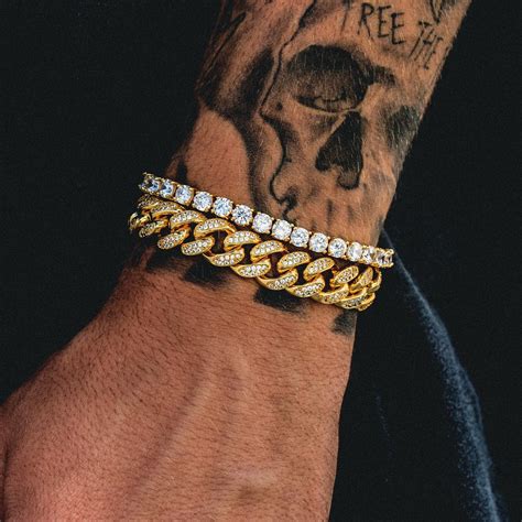 Diamond Cuban Link (10mm) + Tennis Bracelet Bundle | @giftryapp | Mens ...