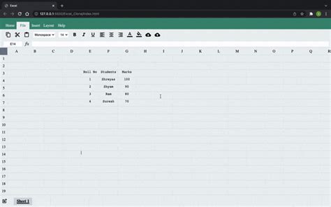 Excel Clone JavaScript 的图像结果