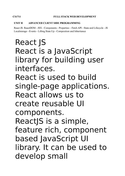 Unit-2 - Thank you - CS1711 FULL STACK WEB DEVELOPMENT UNIT II ADVANCED ...
