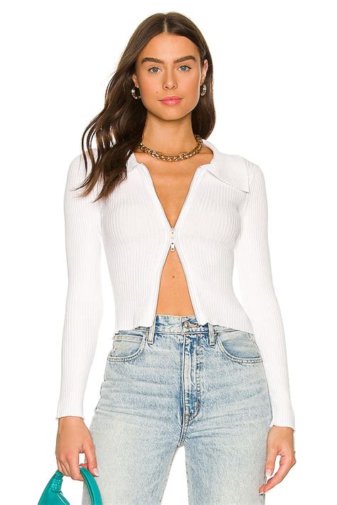 superdown Callie Zip Front Top in White | REVOLVE
