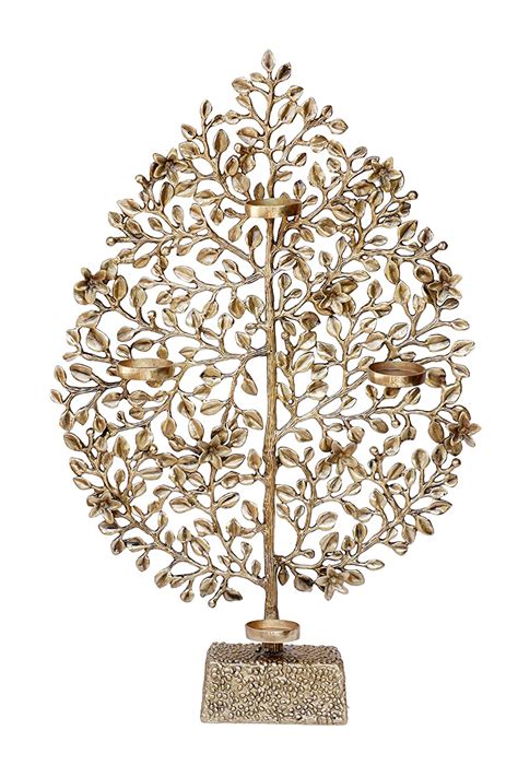 Buy BHARAT HAAT Candle Stand with Tree Brass Collectible Handicraft ...