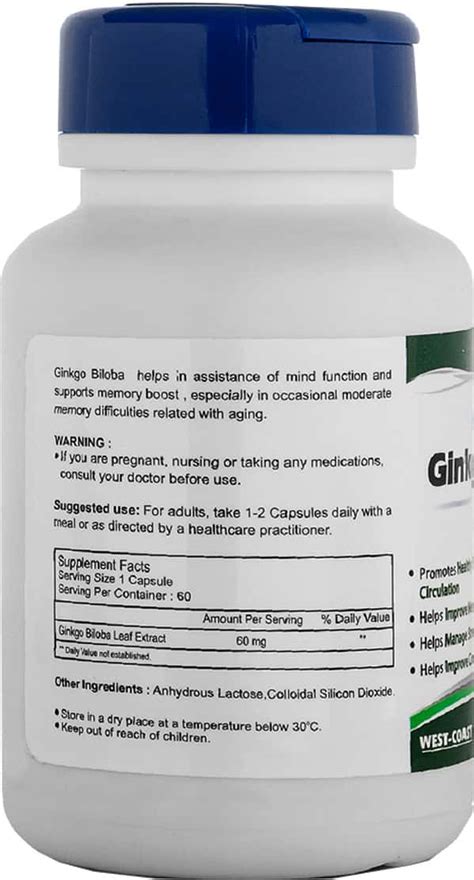 Buy HEALTHVIT GINKGO BILOBA ( SUPPORTS MEMORY FOCUS & CLARITY ) - 60MG ...