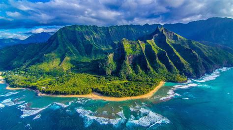 Download Hawaii Kalalau Beach Aerial Wallpaper | Wallpapers.com
