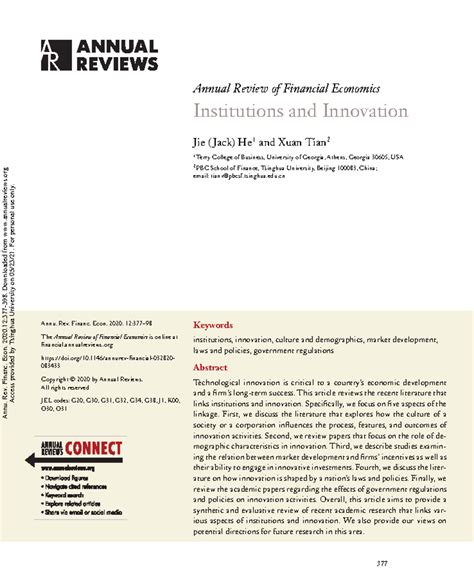 1ea35dcba28e6a66ddb7c834e8ad3a84 - Annual Review of Financial Economics Institutions and ...