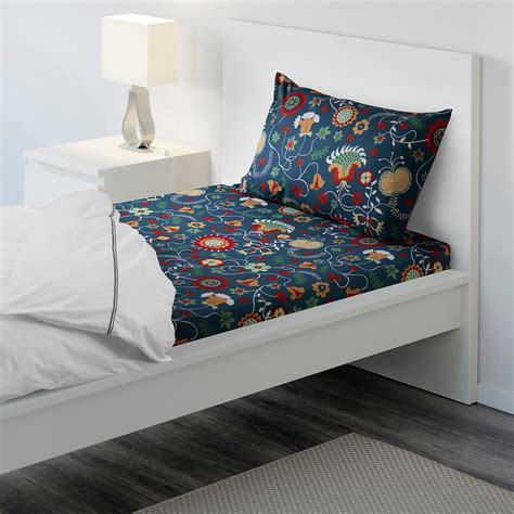 ROSENRIPS flat sheet and pillowcase, blue/patterned, 150x260/50x80 cm ...