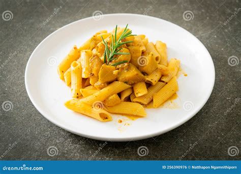 Pumpkin Penne Pasta Alfredo Sauce Stock Photo - Image of meal, food ...
