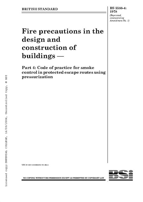 BS EN 5588 Part 4: 1998 - Code of Practice for Smoke Control in ...