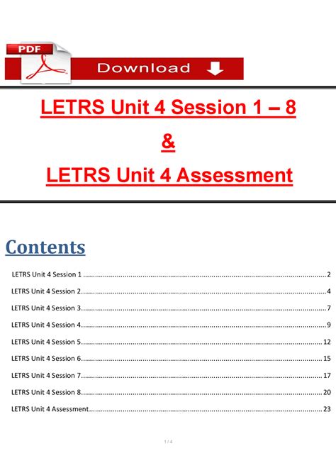 LETRS Unit 4 Session 1 - 8 and LETRS Unit 4 Assessment (Latest 2025 / ...