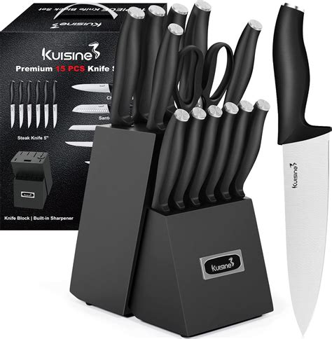 Amazon.com: Kuisine Kitchen Chef Knife Block Set,High Carbon Stainless ...