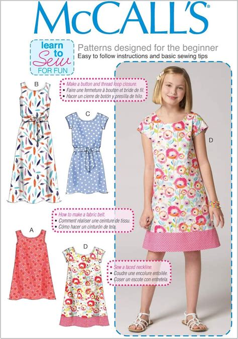 Mccall's M7111 Sewing Pattern - Children's/girls' Dresses and Belt ...