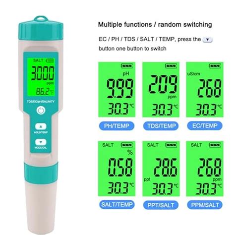 Pool Salinity Testing Kit - 5-in-1 Multifunctional Digital Salinity ...