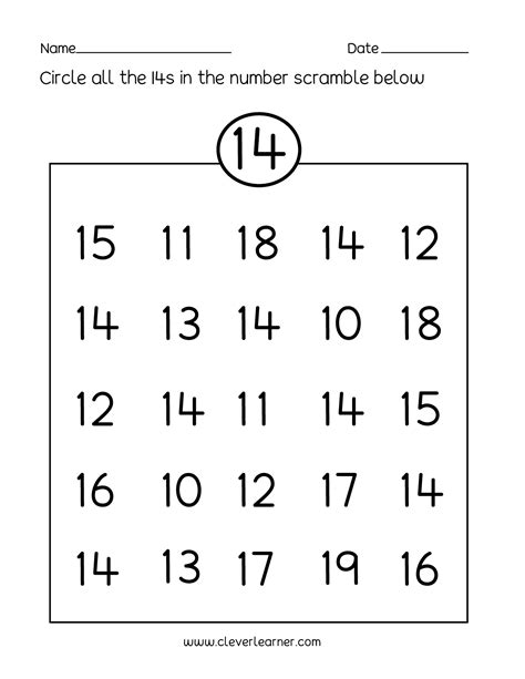 Number 14 Tracing Worksheet | AlphabetWorksheetsFree.com