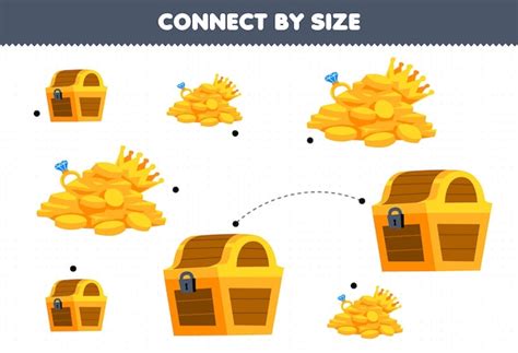 Educational game for kids connect by the size of cute cartoon gold and ...