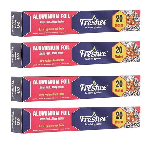 Freshee 20m Aluminium Silver Kitchen Foil Roll Paper Pack of 4|11 ...