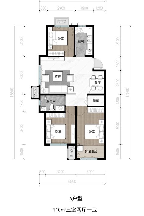 保利时代3室2厅110平米户型图-楼盘图库-青岛新房-购房网