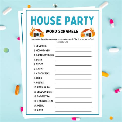 House Party Word Scramble House Party Games House Warming Party Games ...