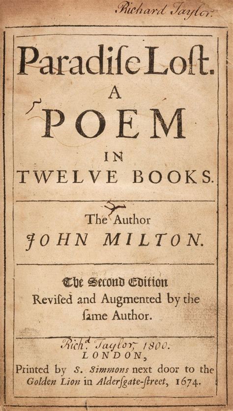 Paradise Lost. A Poem in Twelve Books by John Milton: Good Hardcover ...