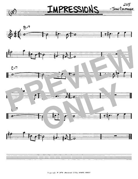 Impressions by John Coltrane Sheet Music for Real Book – Melody ...