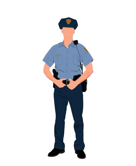 Male Police Officer Illustration, Standing Policeman With Uniform ...