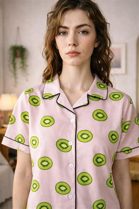 Kiwi Print Pyjama Set for Women - Refreshing Nightwear by NapStory