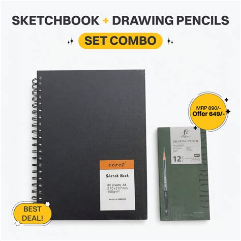 Sketching Set Combo – Corot Wiro A4 Sketchbook with Giorgione Drawing ...