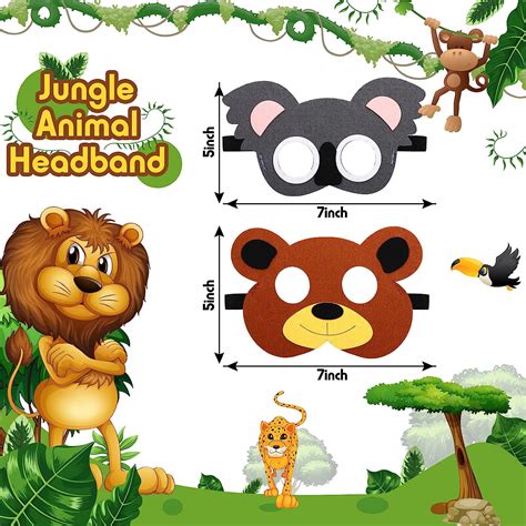 Buy Zomiboo 14 Pcs Safari Animal Felt Masks for Kids, Zoo Animals ...