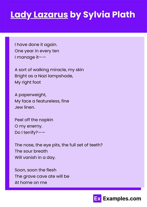Lady Lazarus Poem by Sylvia Plath to Download