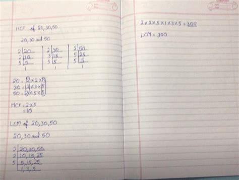 find the HCF and LCM of 20,30,50( please answer it is urgent and please ...