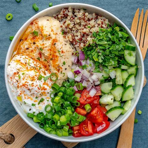 Easy Hummus Quinoa Veggie Bowl Recipe | Healthy Fitness Meals