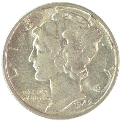 Blast WHITE 1942 Mercury Liberty Dime - 90% Silver - Stunning In High ...