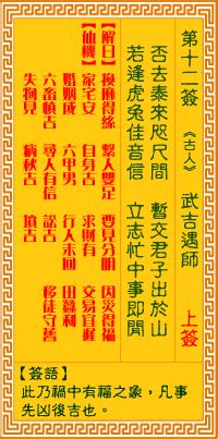 观音灵签第12签详解签_武吉遇师 婚姻 财运 事业 姻缘解签_神巴巴免费抽签