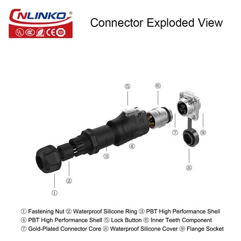 Buy CNLINKO M16 4 Pin Male Female Plug Socket Industrial IP67 ...