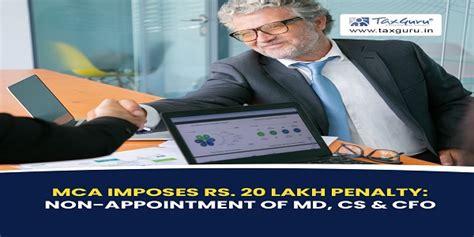 MCA imposes Rs. 20 Lakh Penalty: Non-Appointment of MD, CS & CFO
