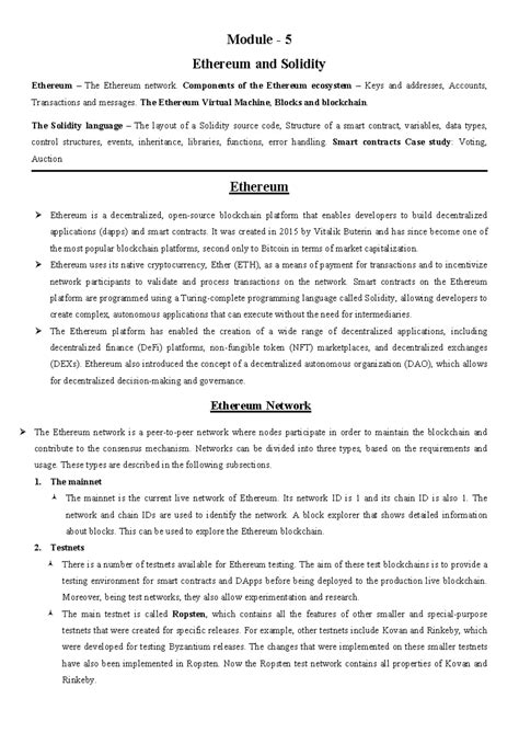 Module-5 - hdd - Module - 5 Ethereum and Solidity Ethereum – The ...