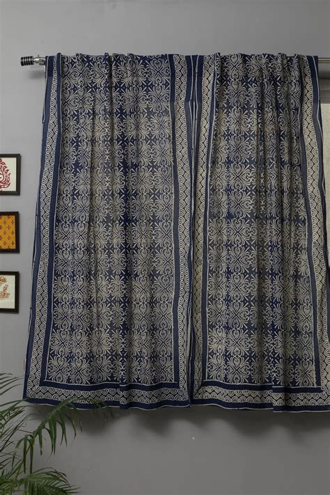 Iris Handblock Printed Cotton Window Curtain – Local Nation