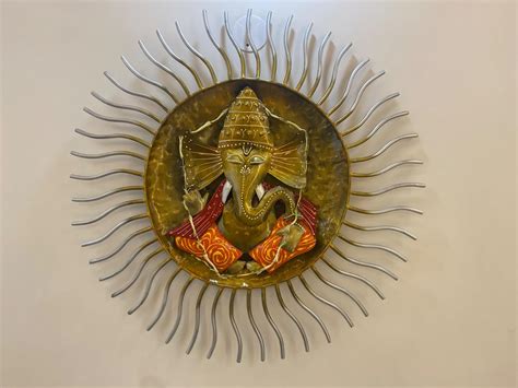 Buy ZXC Handicraft Ganesha Metal Wall Hanging Sculpture God Ganesh Idol ...