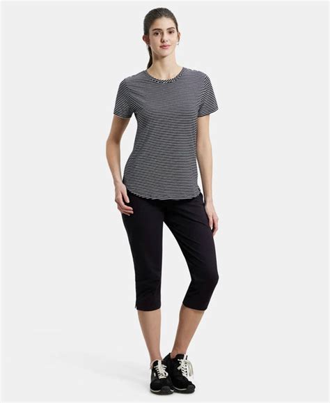 Buy Super Combed Cotton Stripe Fabric Relaxed Fit Round Neck Half ...