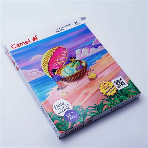 Camlin Wax Crayons Jumbo 26 Shades Smooth and Bright Colors with Free 2 ...